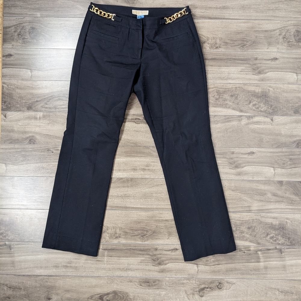 Michael Kors Dress Pants Size 8 Gold Chain Cotton Blend Straight Leg